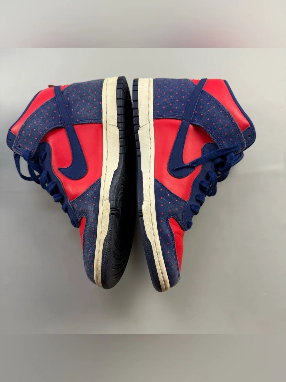 Nike Dunk High Red White Blue Speckled Suede Sneakers Women’s 10 USA July 4th